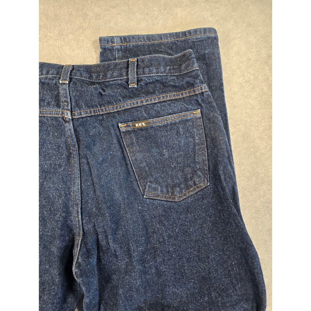 Key Industries Mens Vintage Dark Wash Denim Workwear Jeans 40x32 - Picture 13 of 16